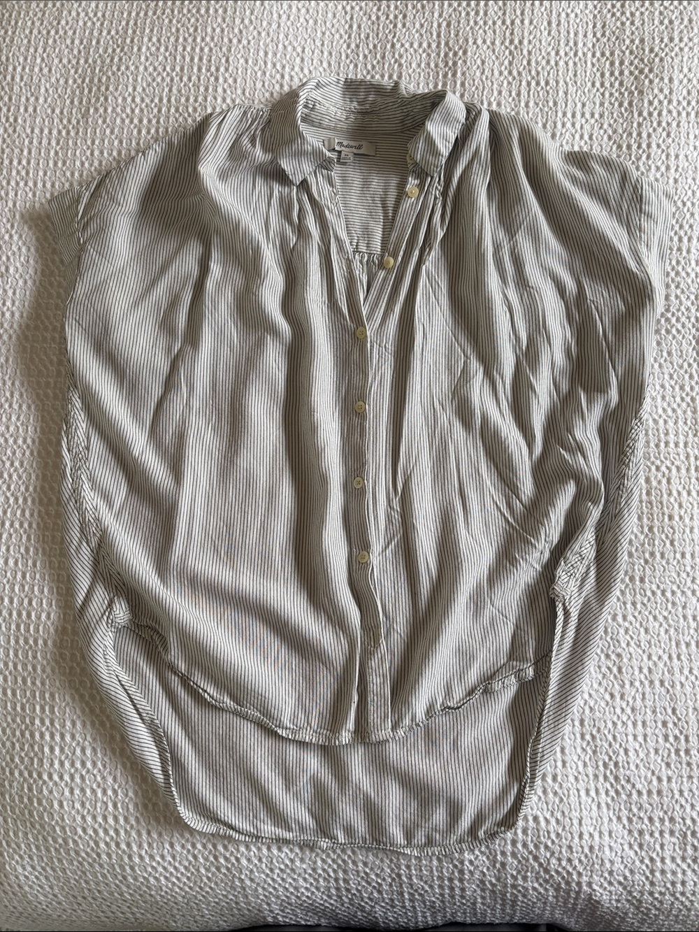 Madewell Cream and Black Pinstripe Button-Up Blouse